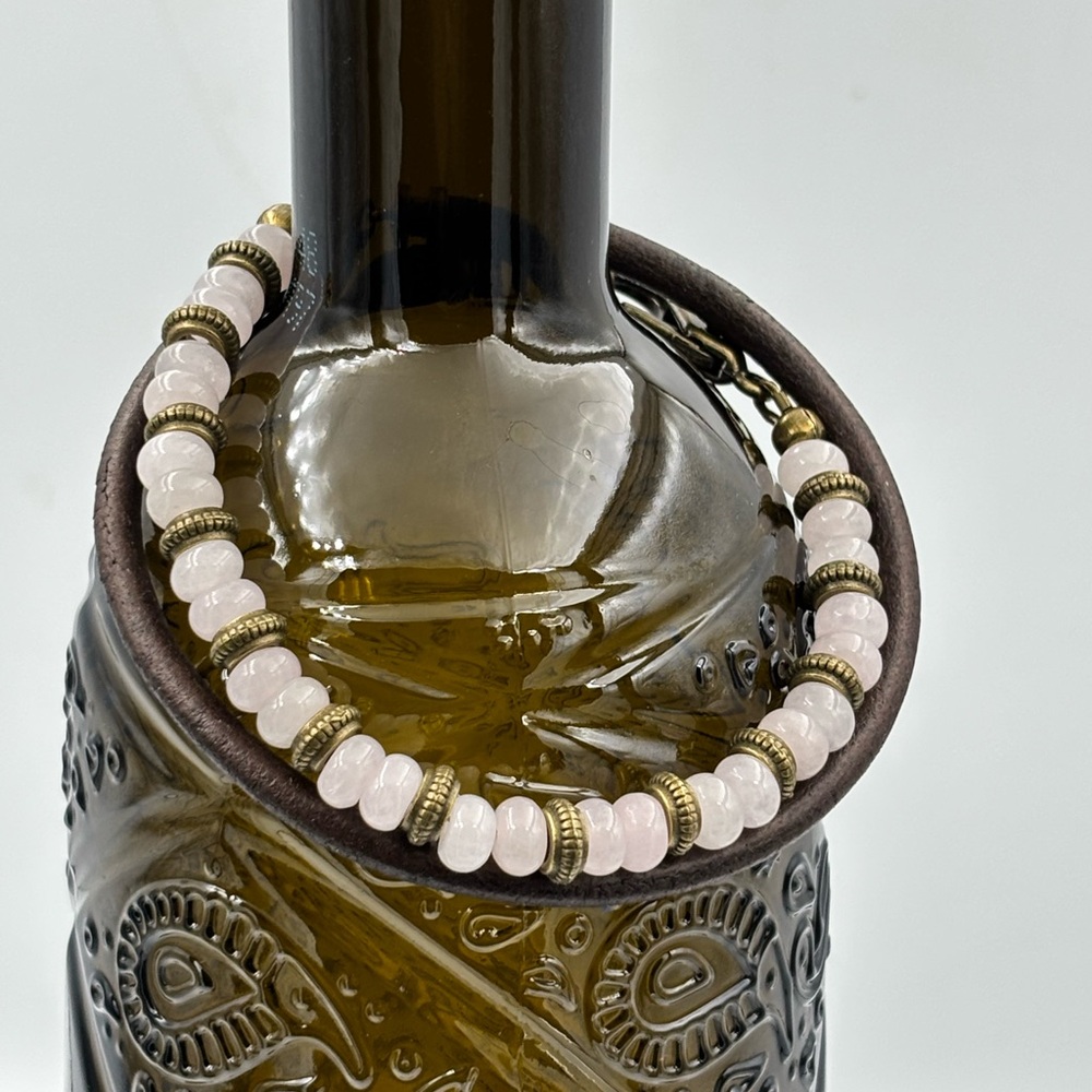 Double Wrap Leather & Rose Quartz Bracelet